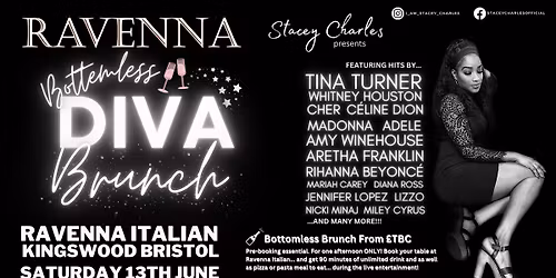 DIVA Brunch with Stacey Charles at Ravenna Italian (Kingswood, Bristol) - Saturday 13th June 2pm