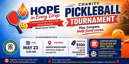 Hope in Every Drop Charity Pickleball Tournament