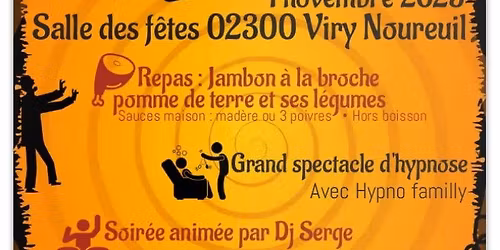 Soir\u00e9e spectacle d'hypnose, avec repas et musique