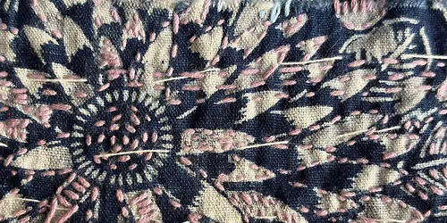 Freestyle Boro and sashiko stitching in Artist's studio