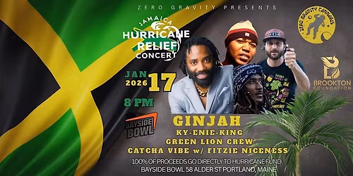 Jamaica Hurricane Relief Concert at Bayside Bowl | Zero Gravity Presents