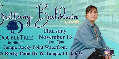Brittany Baldwin Live at DoubleTree by Hilton Tampa Rocky Point Waterfront