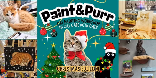 Cat Painting Workshop in Cat Cafe with Cats - for beginners - Christmas