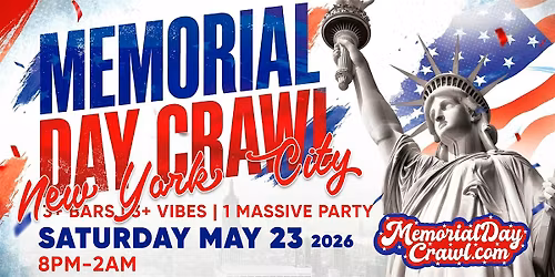 New York City Memorial Day Bar Crawl Party 2026 | Saturday, May 23