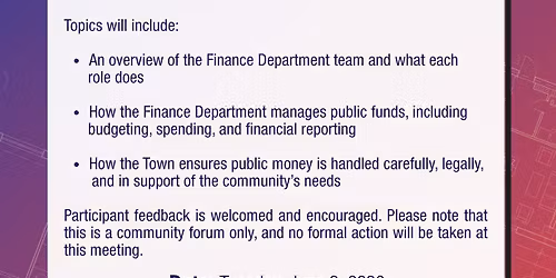  COMMUNITY FORUM: FINANCE