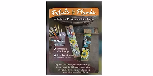 PETALS & PLANKS acrylic wildflowers on wine staves