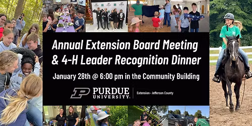 Annual Extension Board Meeting & 4-H Leader Recognition Dinner