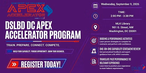 DSLBD DC APEX ACCELERATOR & Capability Statement TRAINING