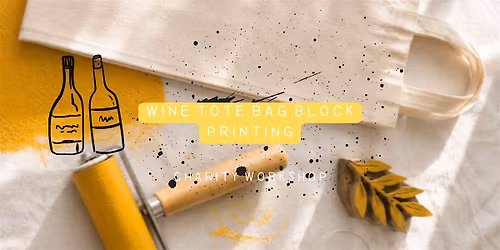 Wine tote bag block printing