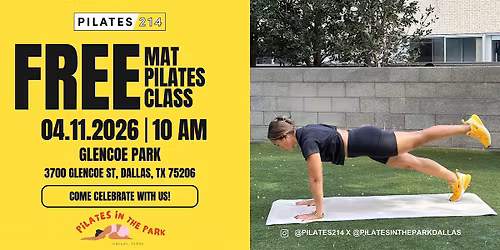 Pilates214 FREE Mat Pilates Class on 4\/11