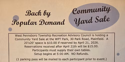 West Pennsboro Township Park Community Yard Sale