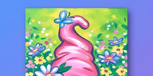 Gnome in the Flowers Canvas Painting Craft Class Workshop