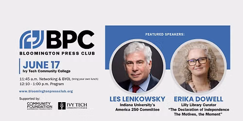 Bloomington Press Club: Les Lenkowsky & Erika Dowell