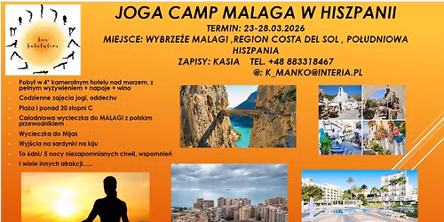 YOGA CAMP MALAGA, COSTA DEL SOL, HISZPANIA 23-28.03.2026r.