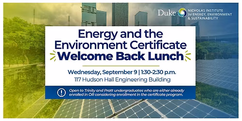 Energy and the Environment Certificate Welcome Back Lunch