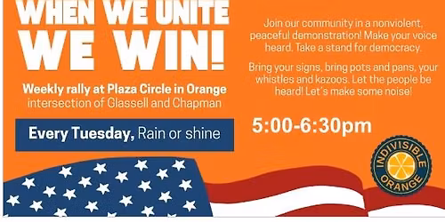 Orange: Weekly Rally at Orange Circle Park & Food\/Essentials drive for local pantry!