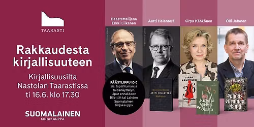 Rakkaudesta kirjallisuuteen \u2013 kirjallisuusilta Taarastissa