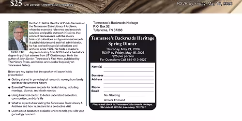 Tennessee's Backroads Heritage Spring Dinner