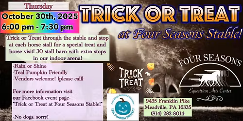 Trick or Treat At Four Seasons Stable!