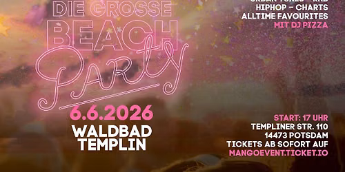 Die gro\u00dfe Beachparty 2026 \u00b7 Waldbad Templin