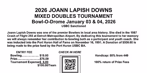 2026 PHBA Joann Lapish Downs Mixed Doubles tournament