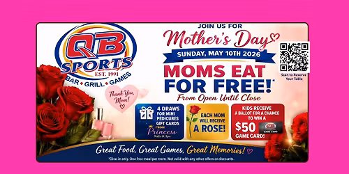 No cooking. No stress. Moms eat FREE.