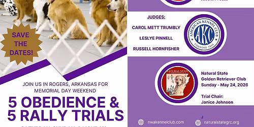 Obedience and Rally Trials SAVE THE DATE!