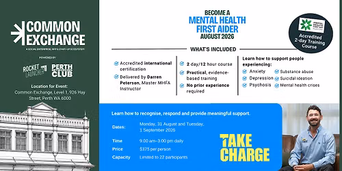 2 x Day Mental Health First Aid (MHFA) Perth CBD
