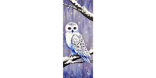 A Curious Snowy Owl Perched at Night - Paint and Sip in Denver | Classpop!\u2122