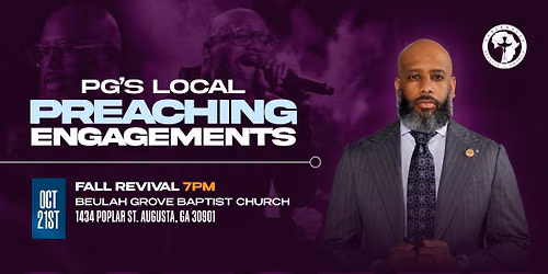 PG\u2019s Local Preaching Engagements