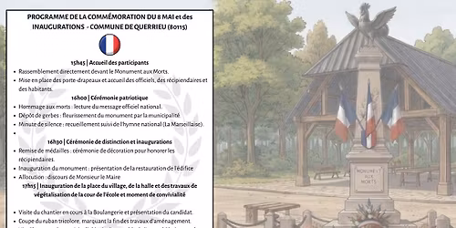 C\u00c9R\u00c9MONIE DU 8 MAI & INAUGURATIONS des TRAVAUX DE LA PLACE et de l'\u00c9COLE