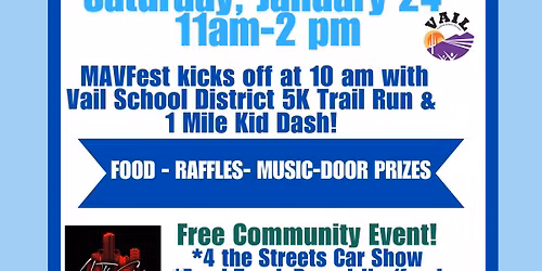 5th Annual Andrada High School MAVFest, 4 the Streets Car Show, & Vail School District 5K\/Fun Run!