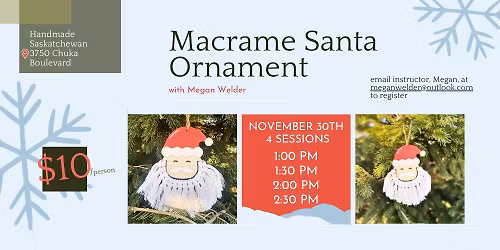 \ud83c\udf85\u2728 Macram\u00e9 Santa Ornament Workshop \u2728\ud83c\udf85