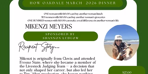 Helping One Woman dinner Mikenzi Meyers