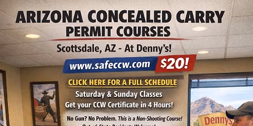 $20 Multi-state recognized Concealed Carry Permit Coming to scottsdale! (Special weekend pricing)