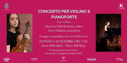 Concerto del Duo Eleonora Sofia Podest\u00e0 violino e Silvia Giliberto pianoforte