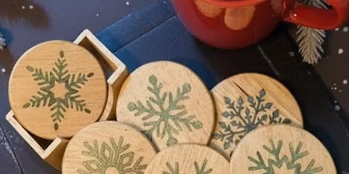 Woodburned Shimmery Snowflake Coaster Workshop