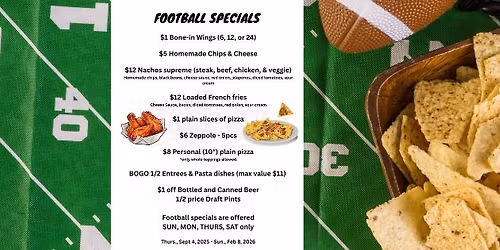 Football at Main Street Pizzeria & Pub
