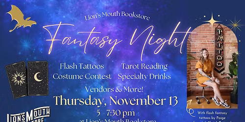 Fantasy Night - A Night of Magical Reads, Flash Tattoos, Tarot Reading & More!