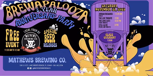 Tributes to Pearl Jam (Still Alive), The Cure, and Live!  Brewapalooza 8 @ Mathews Brewing Co! 