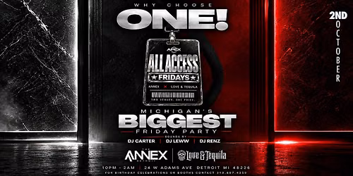 Artwork published for ALL ACCESS Fridays at The Annex and Love & Tequila on October 2