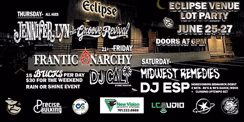 Eclipse Venue Lot Party ft. Jennifer Lyn & The Groove Revival, DJ ESP, Frantic Anarchy + More