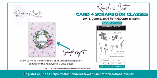 June Quick & Cute Scrapbook and Card Classes