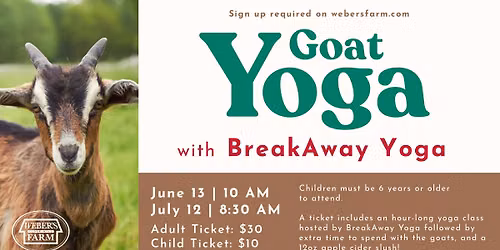 Goat Yoga at Weber's Farm with BreakAway Yoga