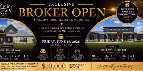 MK Homes 20th Anniversary Broker Open | Tour Two Luxury Custom Homes + $10,