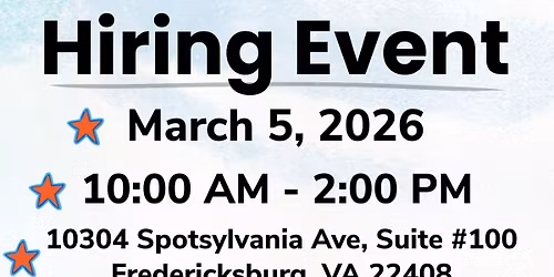 Hiring Event - Fredericksburg Virginia Careers Works Center