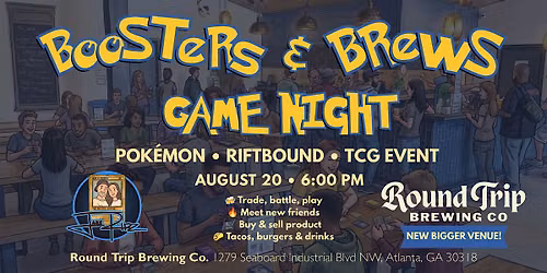 Boosters & Brews: August Edition - Now at Round Trip Brewing Co.