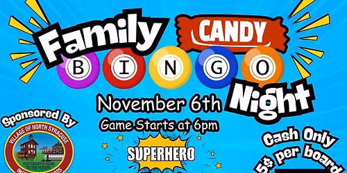Super Heroes Family Candy Bingo Night