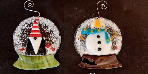 Christmas in July Fused Glass Snowglobe Ornament