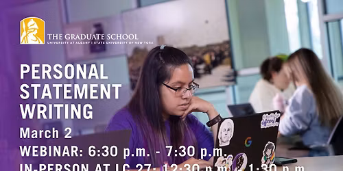 Personal Statement Writing: In-Person Grad Prep Academy Workshop Spring 2026